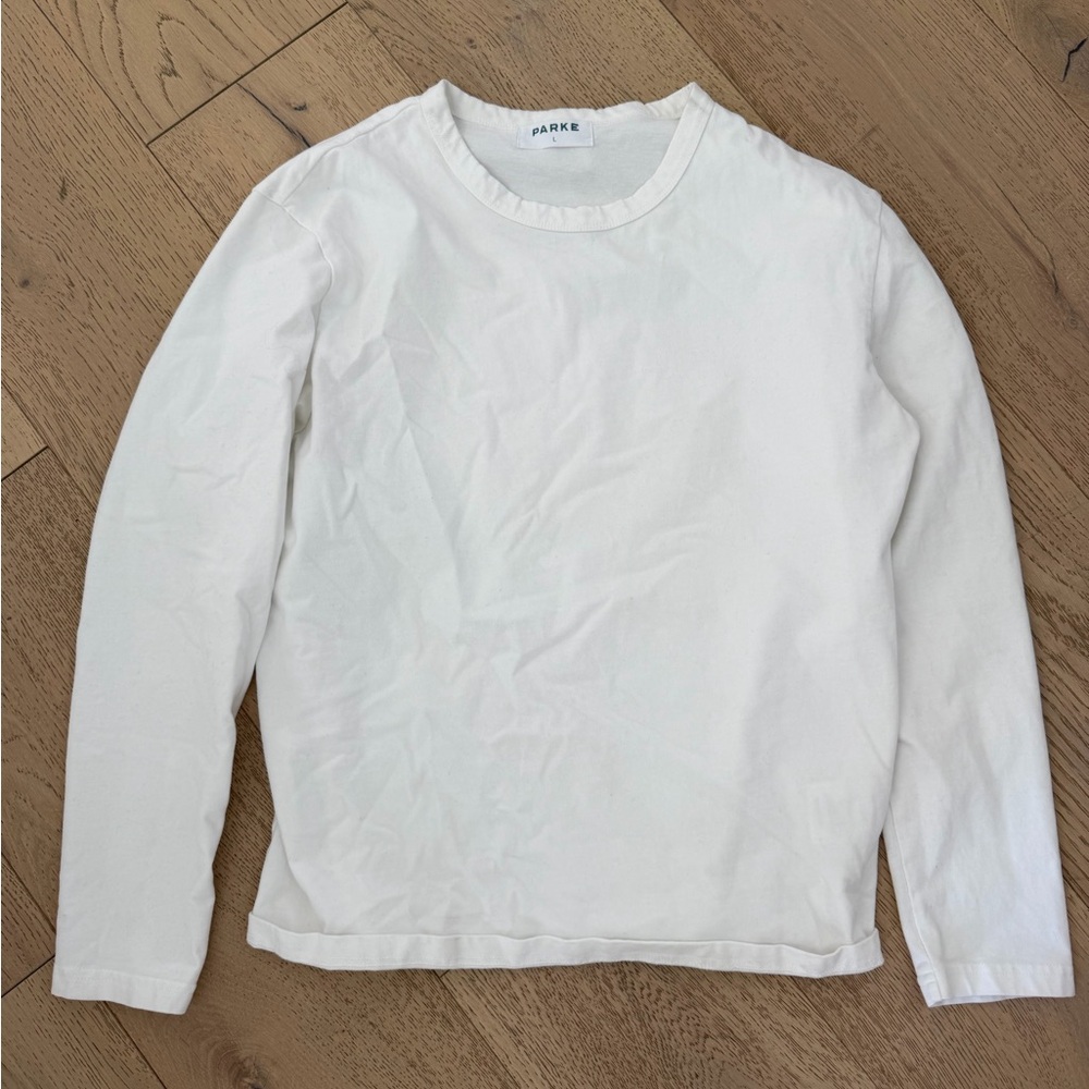 Parke White Long Sleeve Crewneck Tee